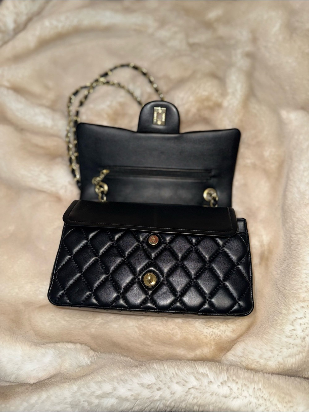 Inspired Black Quilted Chain-Handle Shoulder Bag - Picture 2 of 4